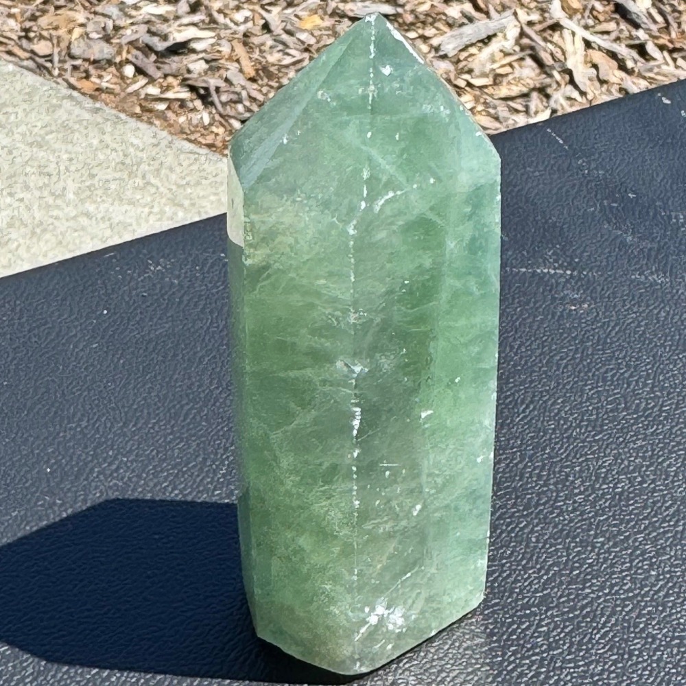 Green Fluorite Crystal Tower Point Polished Healing Stone Obelisk Calming Focus